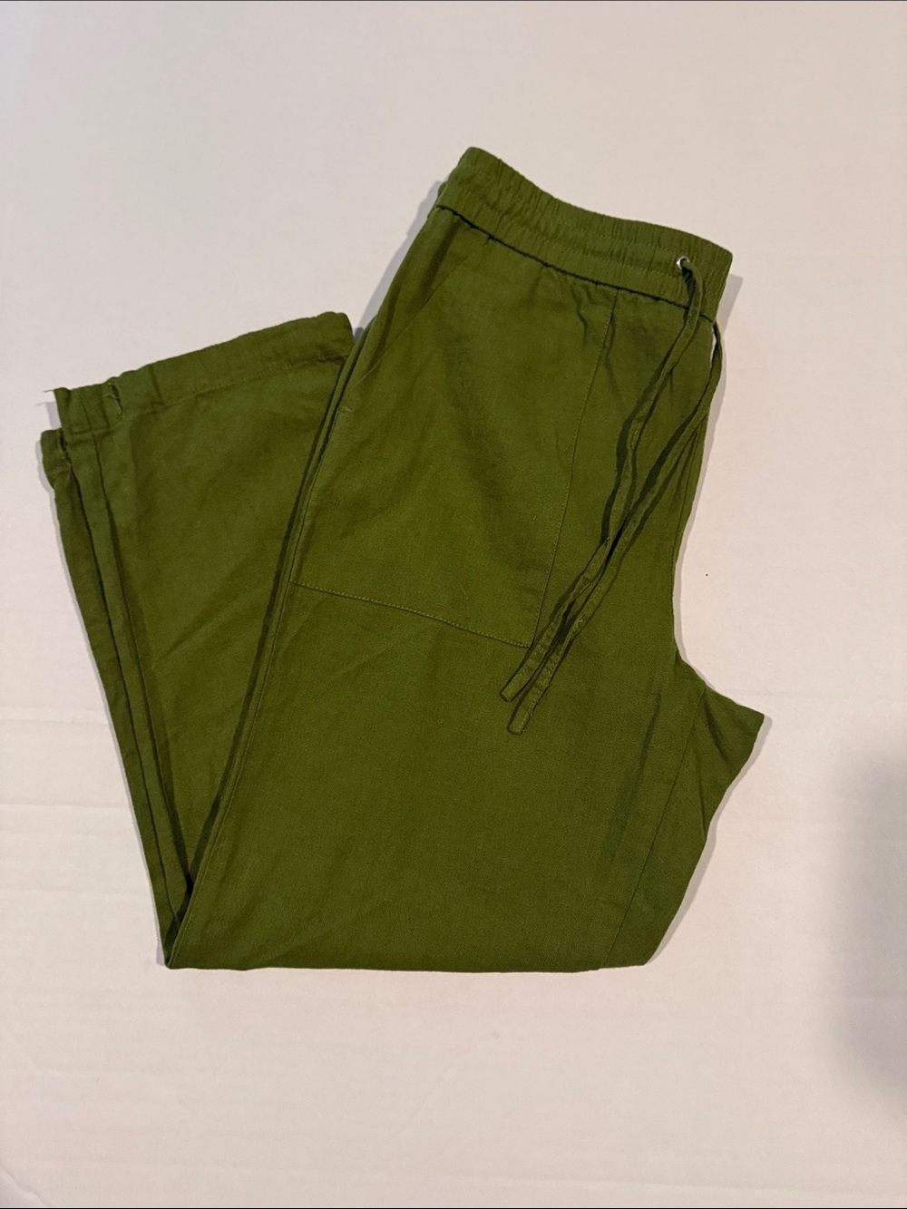 Jules & Leopold Olive Green Linen Blend Drawstring Pants